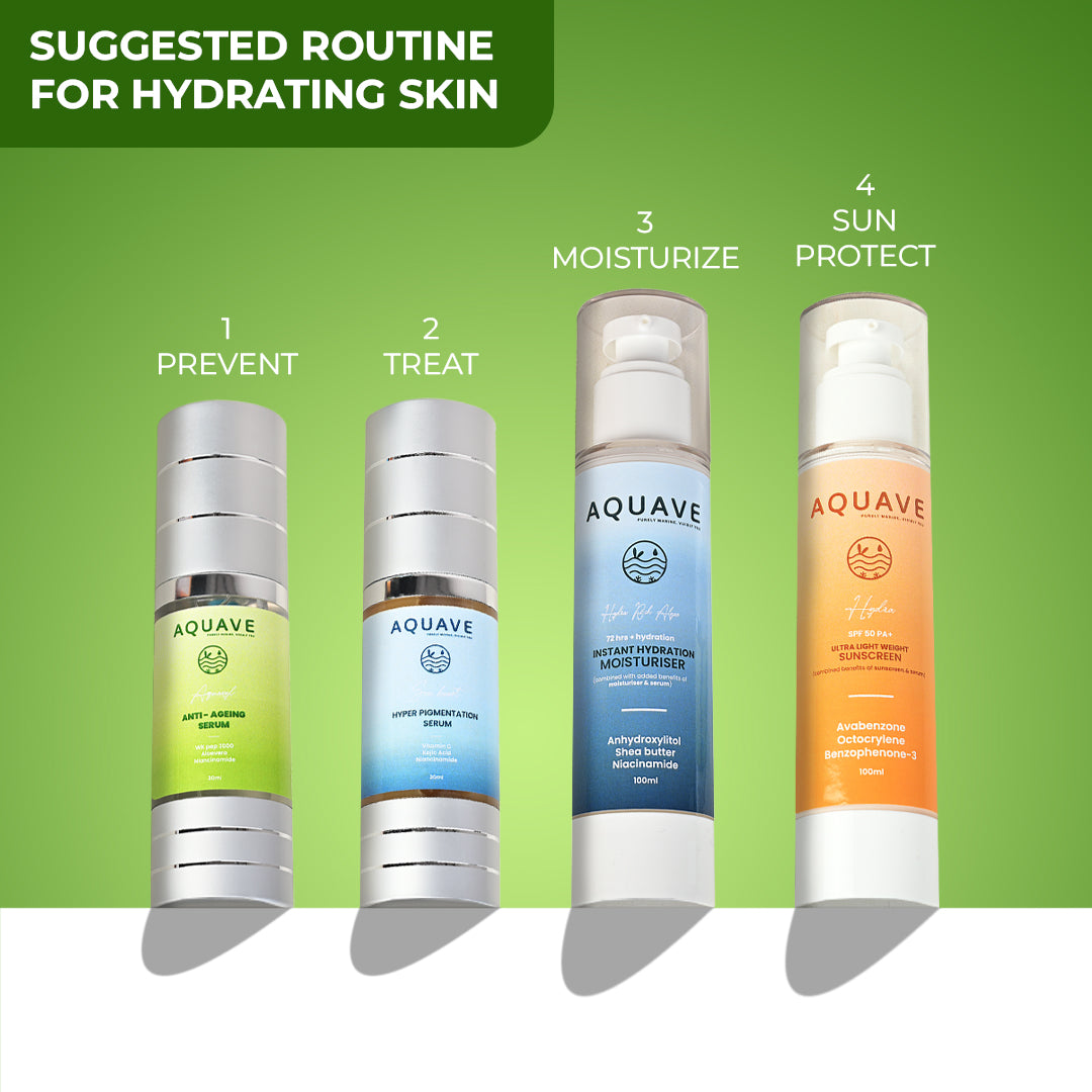 AQUAVE Hydra SPF+ 50 PA++++ Ultra Lightweight Sunscreen & AQUAVE Anti Ageing Serum